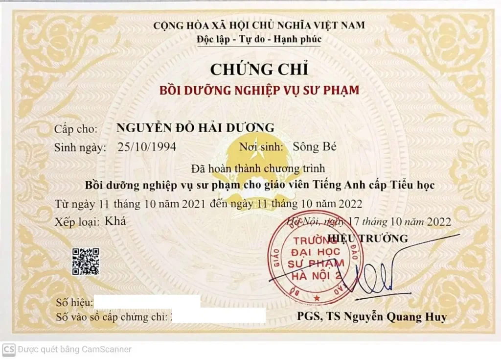 Chứng Chỉ Nghiệp Vụ Sư Phạm